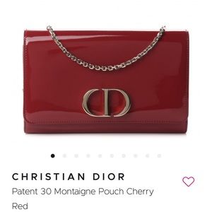 Christian Dior 30 Montaigne red patent bag with gold hardware